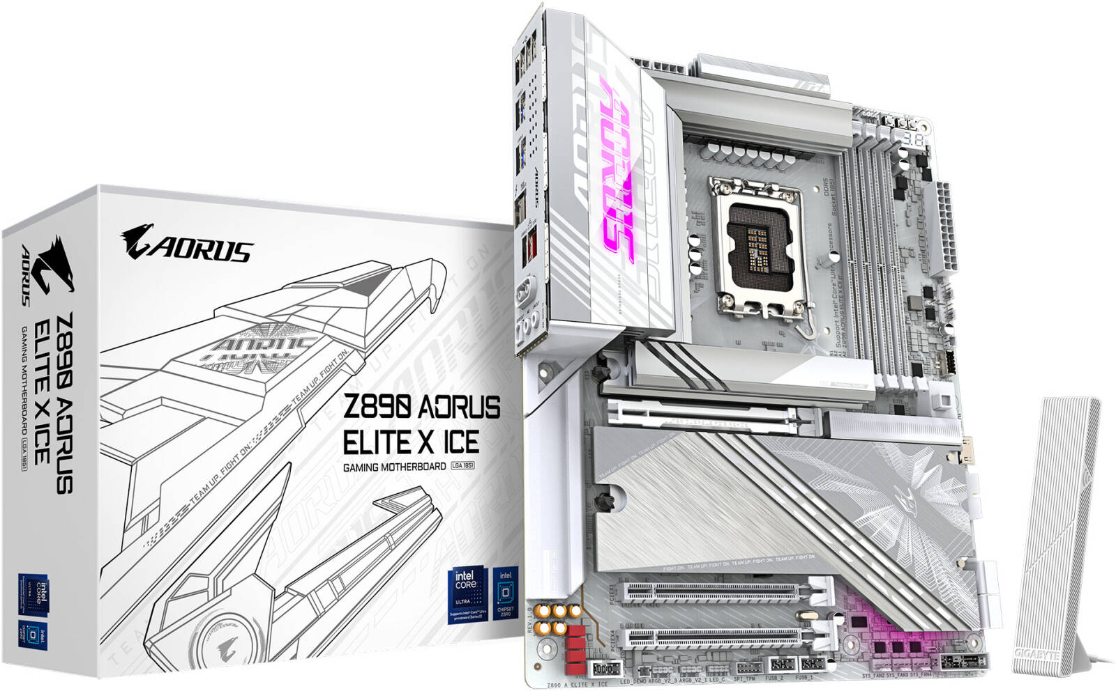 GIGABYTE Z890 Aorus Elite X Ice LGA 1851 ATX Motherboard, Intel Z890 Chipset, White - لوحه ام ببضاء