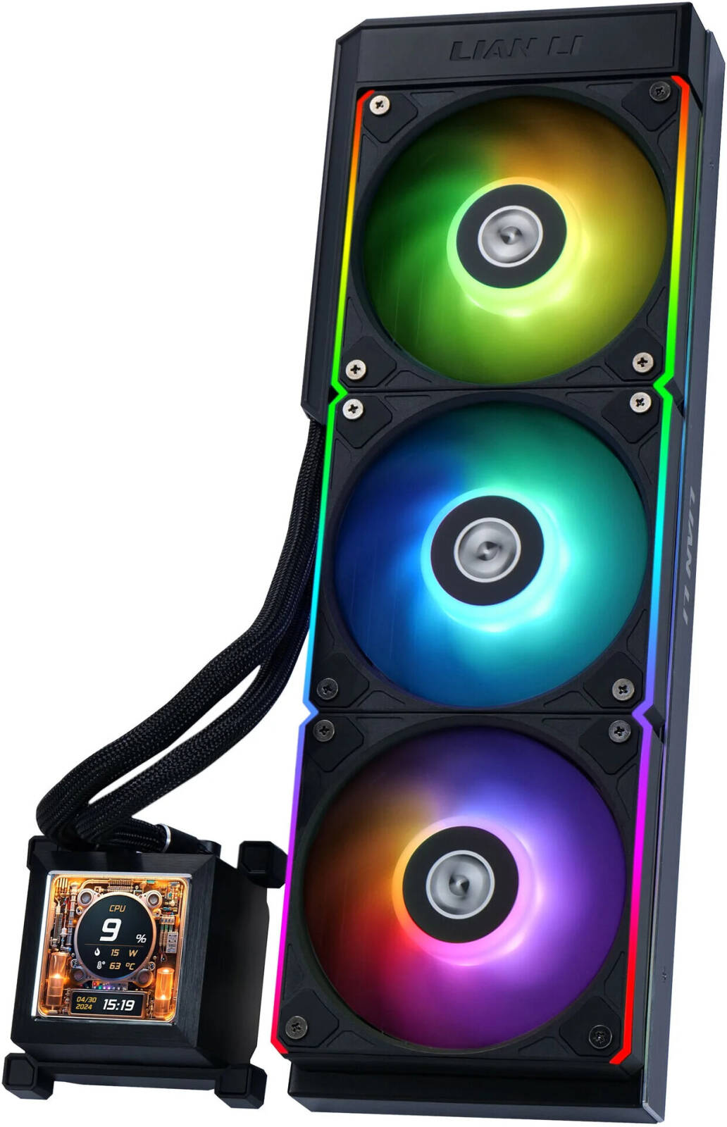 Lian Li HydroShift LCD 360mm RGB Liquid Cooler - Black - مبرد مع شاشه