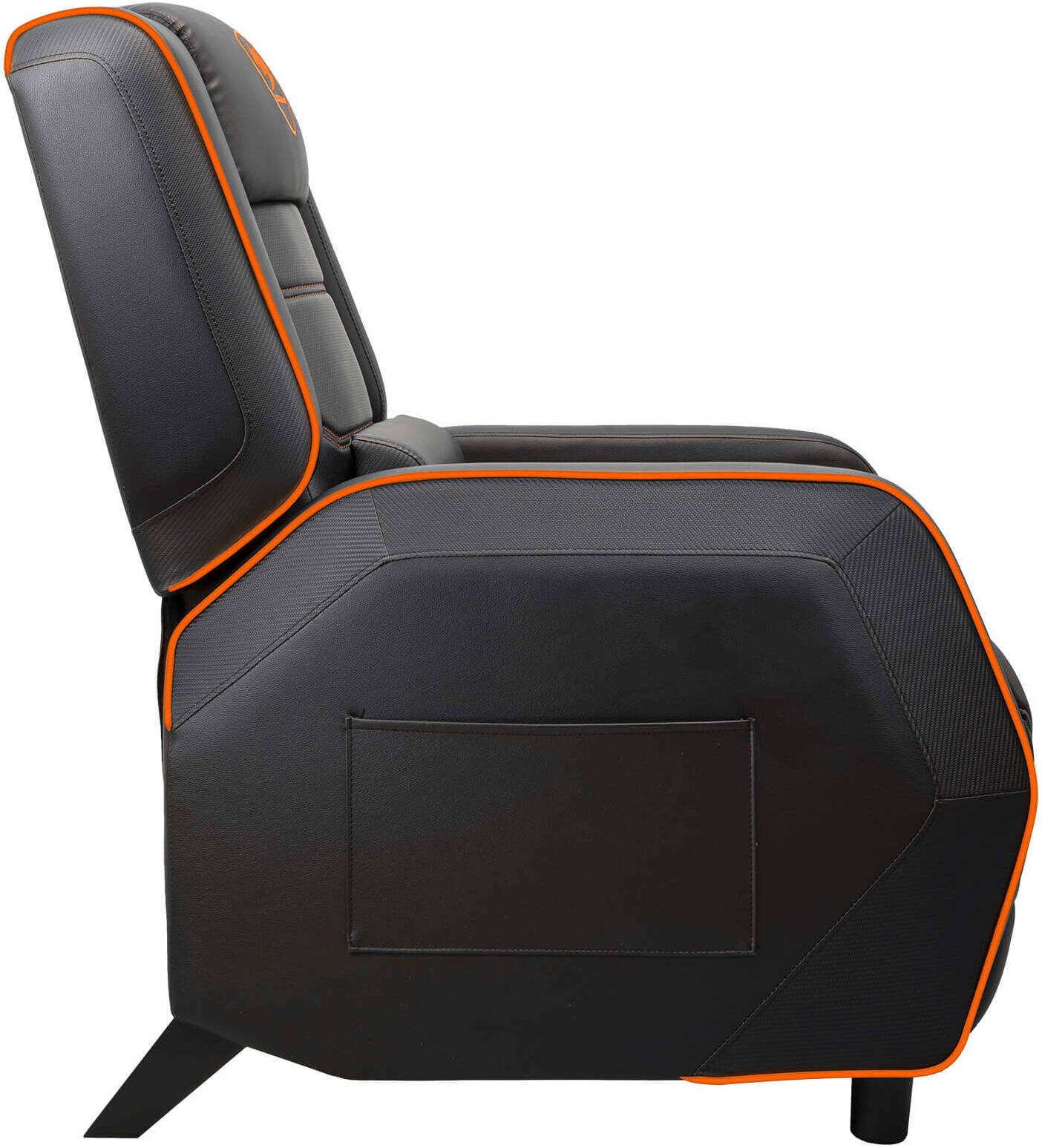 Cougar Ranger S Gaming Sofa, Side Storage Pocket, Breathable PVC Leather, Headrest Lumbar Pillow, Adjustable Design, Up to 160Kg Weight Capcity, Black/Orange - كرسي للقيمنق