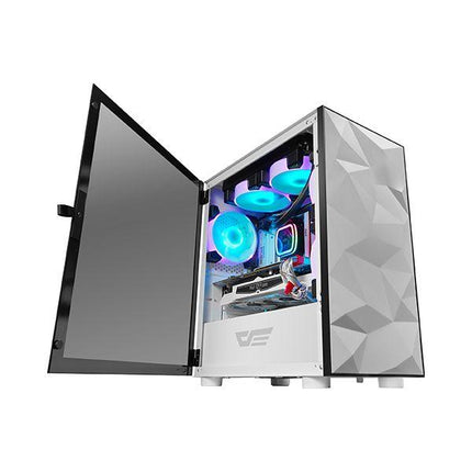 DarkFlash DLM21 M-ATX Mid Tower Tempered Glass PC Case White - صندوق