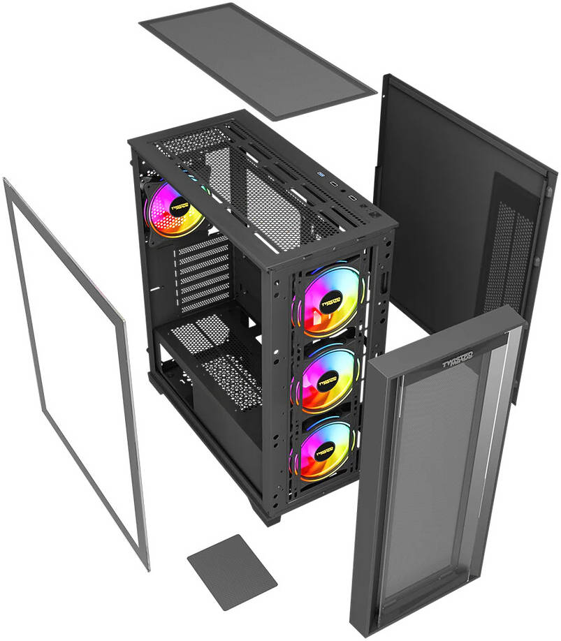 Twisted Minds Storm Rider Mid Tower Gaming PC Case Black with (4 ARGB Fans Included)  - كيس