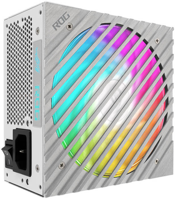 Asus Rog Loki SFX-L 850W Power Supply Unit, 80 Plus Platinum, Fully Modular, PCIe Gen 5.0, 120mm ARGB-Illuminated Fan & Aura Sync, ROG Heatsinks, 0dB Fan Button, White Edition