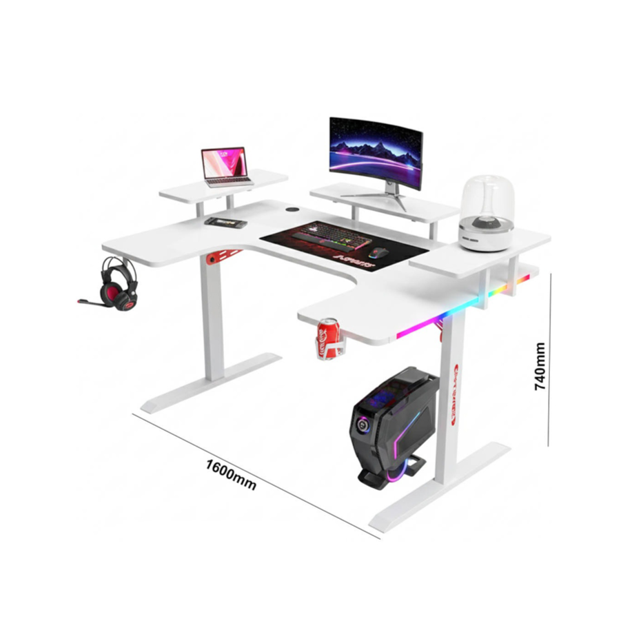 chatty Racing-inspired Rgb Gaming Desk | 160cm Gaming Workstation With Multi-level Shelves chatty Racing-inspired Rgb Gaming Desk | 160cm Gaming Workstation With Multi-level Shelves