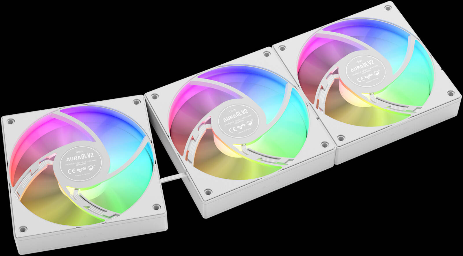 GAMDIAS Aura GL360 V2 Liquid Cooler, Support LGA 1700 / AM5, 800 - 1800 RPM Fan Speed, 2.12 mmH2O Air Pressure, Hydraulic PWM Fans, 73.6 CFM Air Flow, Hidden Cable Routing, White - مبرد  مائي أبيض