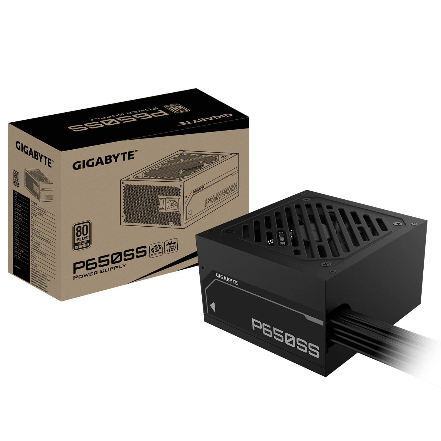 GIGABYTE P650SS 650W 80 Plus Silver Power Supply, Non Modular ATX 3.0 Black - مزود طاقة