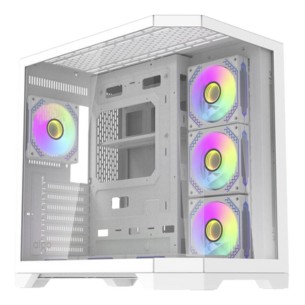 Darkflash FT418Pro ATX Case - 7 ARGB Fans - White - كيس ابيض