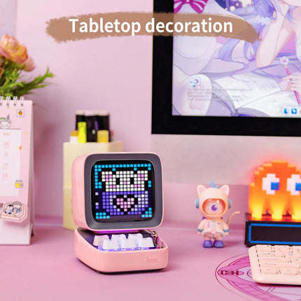 Divoom Ditoo-Pro Retro Pixel Art Bluetooth Speaker and Mechanical Keyboard - Pink - شاشة عرض ذكيه