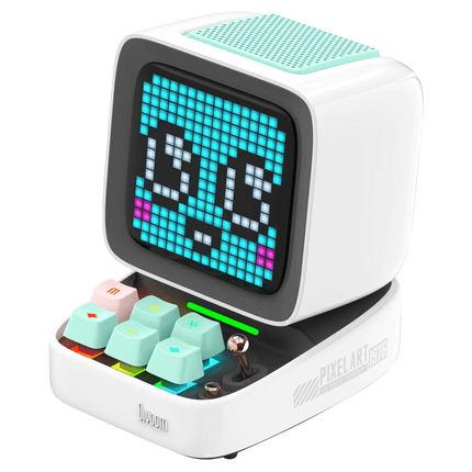 Divoom Ditoo-Pro Retro Pixel Art Bluetooth Speaker and Mechanical Keyboard - White - شاشة عرض ذكيه