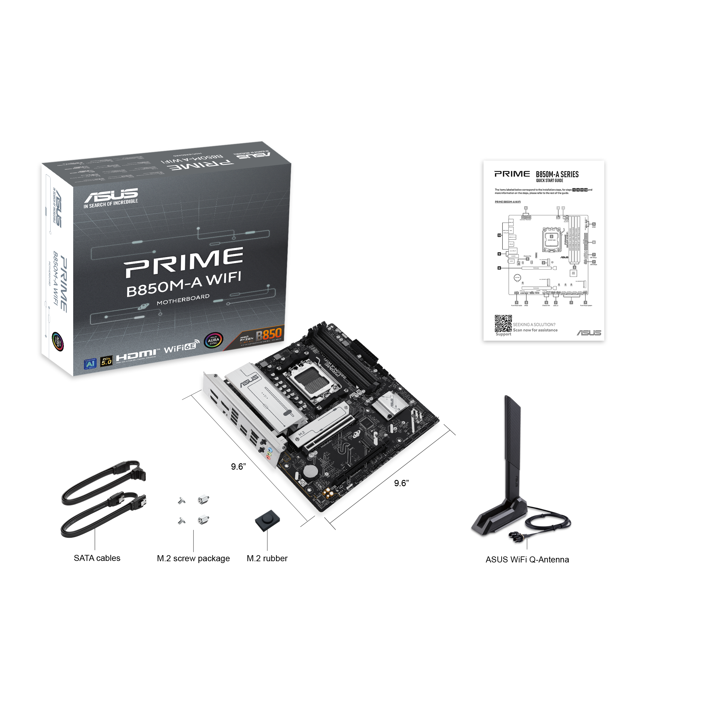 ASUS Prime B850M-A WiFi Motherboard DDR5, AMD, AM5, mATX Motherboard - اللوحة الأم