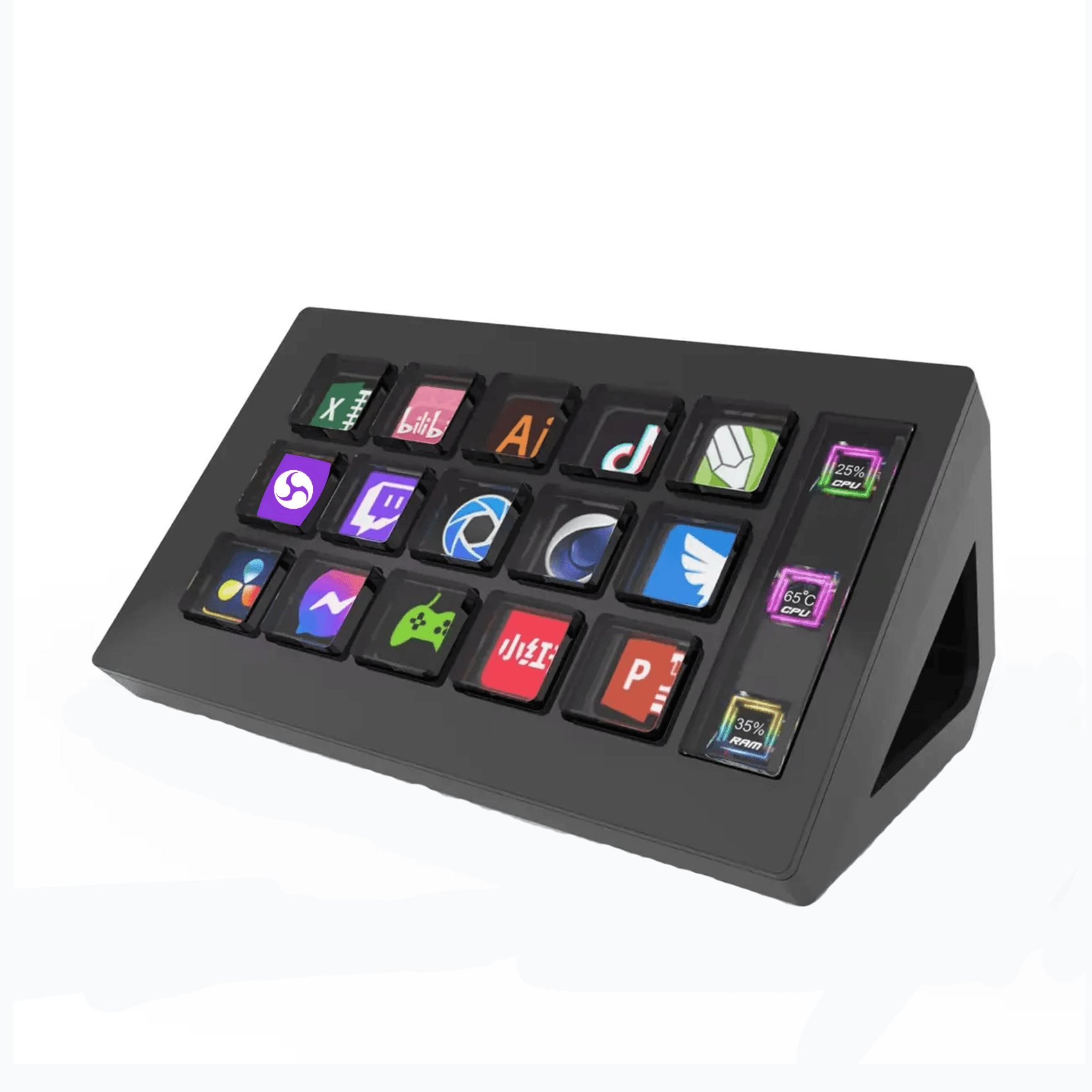 Visuals Keyboard Streaming StreamDeck Mini Visual Keyboard LCD Button 15Keys Live Content Creatio ...