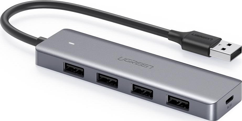 UGREEN 4-Port USB 3.0 Hub + Powered  by USB-C, Metal Plated Shell, Ultra Slim-موزع منافذ
