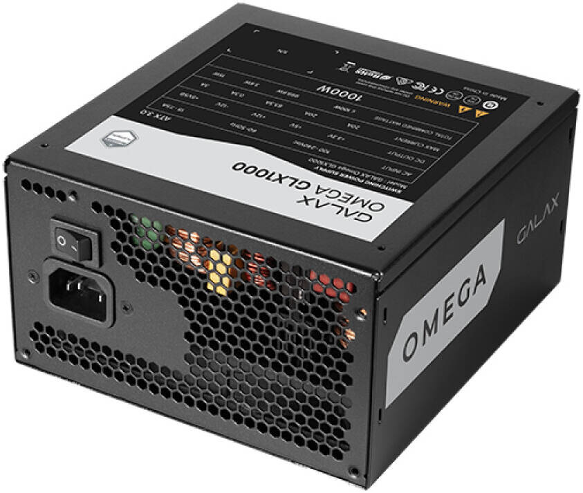 GALAX OMEGA GLX1000 Full-Modular Power Supply, 1000W Power, 80 PLUS Gold Efficiency, Cybenetics Platinum, 105° C-Rated Capacitors, 140mm Fluid Dynamic Bearing, Black - مزوط طاقه