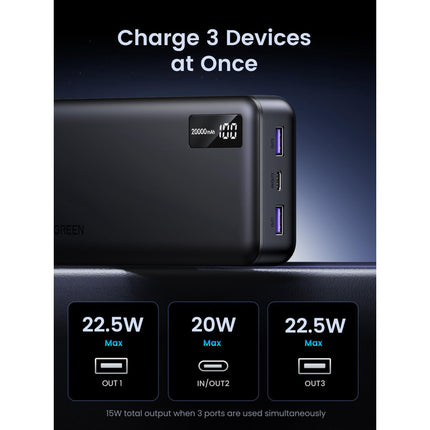 UGREEN Power Bank, 20000mAh 20W Portable  Charger for IPHONE , SAMSUNG ,APPEL AND MORE  - باور بانك