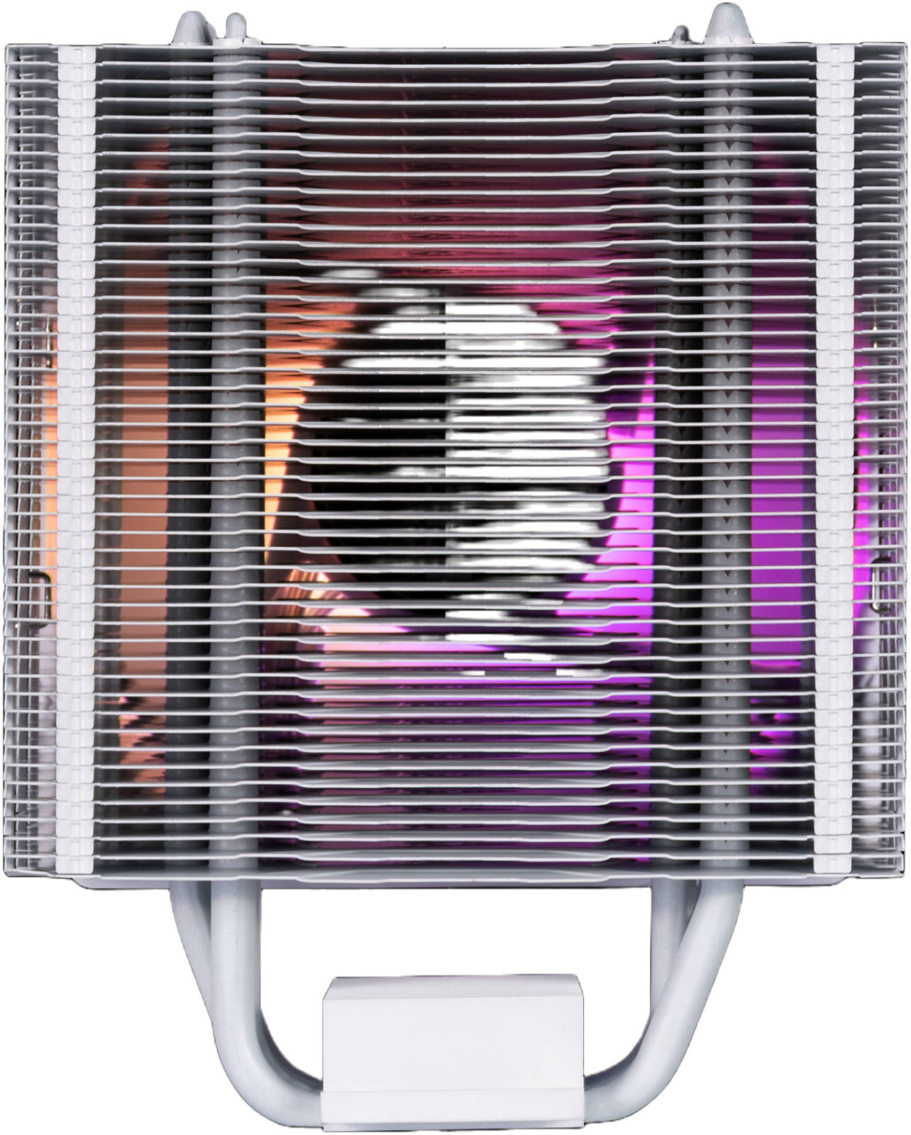 Gamidas BOREAS E1-410 CPU Cooler, High Airflow PWM Fan, 4 Copper Heat Pipes with Direct Contact, Built-in rainbow wave LED Effect, Hydraulic Bearing, White - مبرد هوائي أبيض