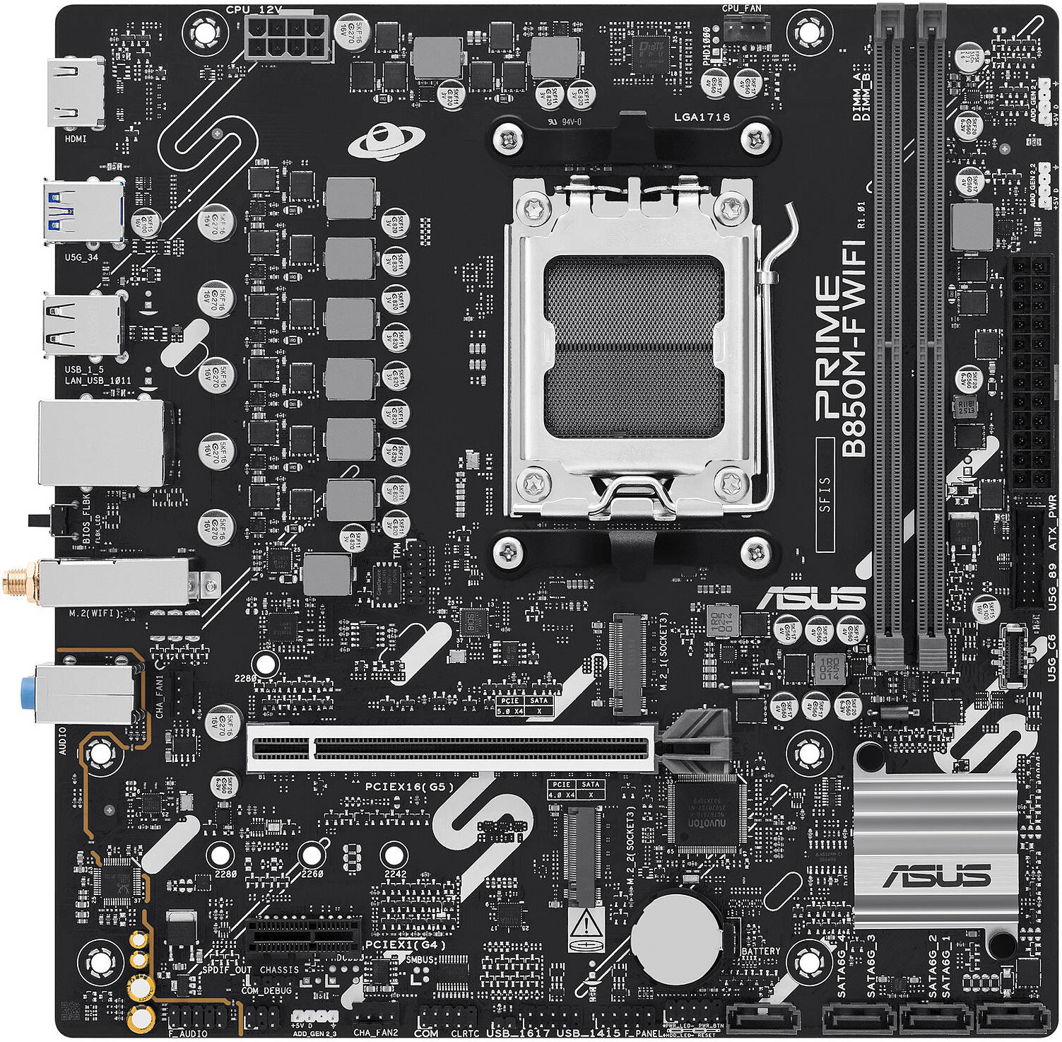 ASUS PRIME B850M-F AMD AM5 Micro-ATX Motherboard (DDR5, PCIe 5.0 M.2, 2.5G LAN) - اللوحة الأم