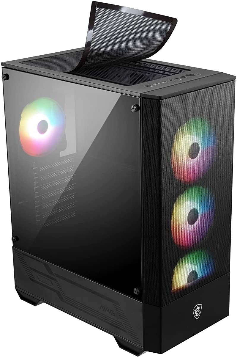 MSI MAG Forge 112R Mid Tower Gaming PC Case, Tempered Glass Panel, 240mm Radiator Support, Mount Up to 6 Fans, ARGB Mystic Light- كيس