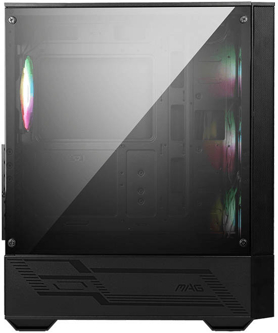 MSI MAG Forge 112R Mid Tower Gaming PC Case, Tempered Glass Panel, 240mm Radiator Support, Mount Up to 6 Fans, ARGB Mystic Light- كيس