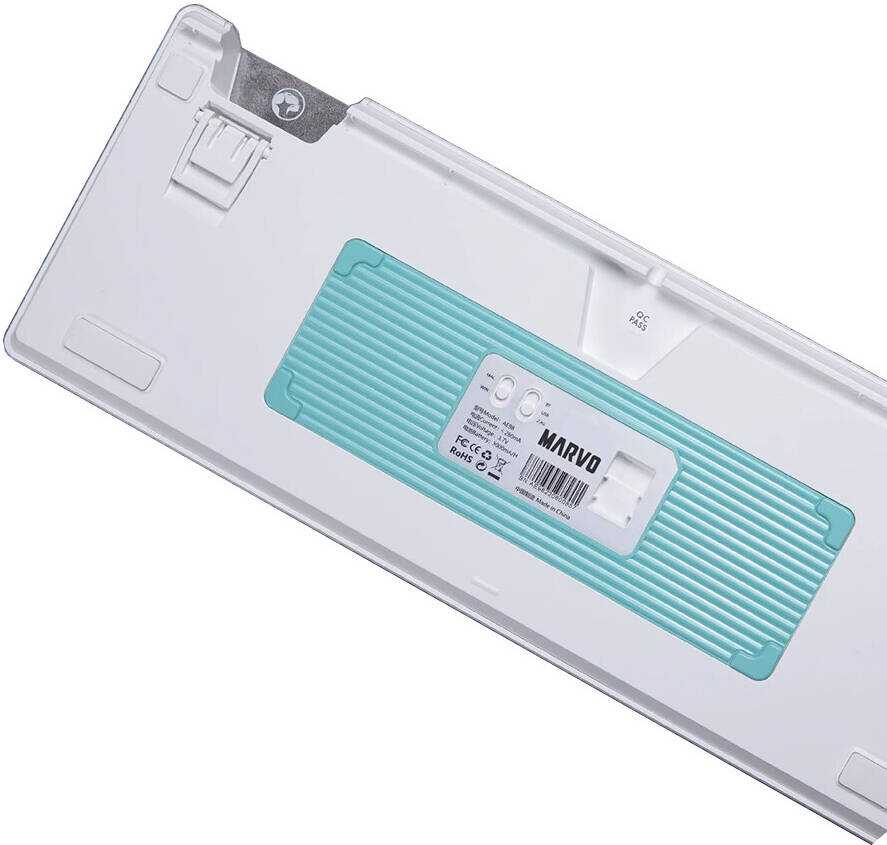 MARVO KG972W EN-BL+WH Wired and wireless keyboard Gasket Mechanical Keyboard White - كيبورد ميكانيكي واير ليس  أبيض