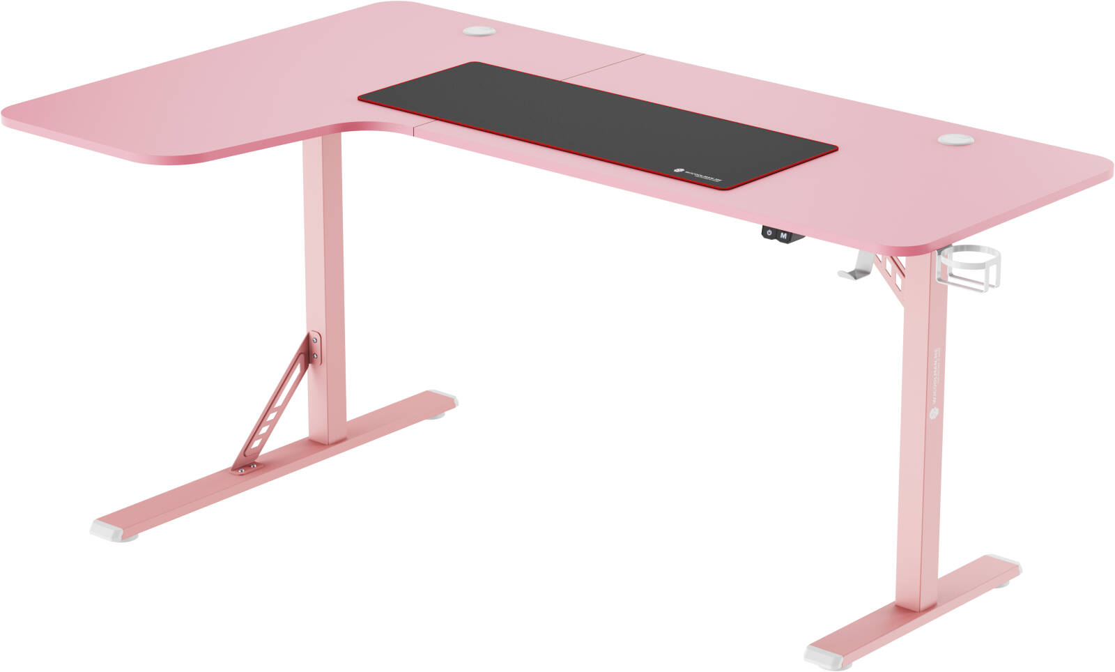 WJCOOL L-Shaped L-903 Gaming Desk PINK, 160cmx100cm Table, with 800x300x3mm Mousepad Included - طاولة قيمنق زهرية
