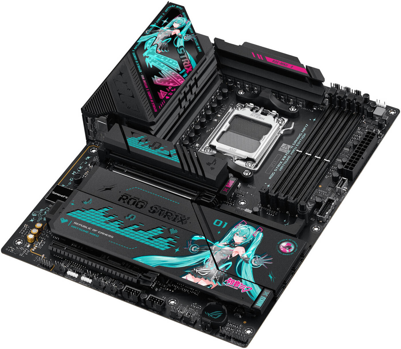 ASUS ROG STRIX X870E-H Gaming WIFI7 & BT Hatsune Miku Edition Motherboard - لوحه أم نسخه خاصه