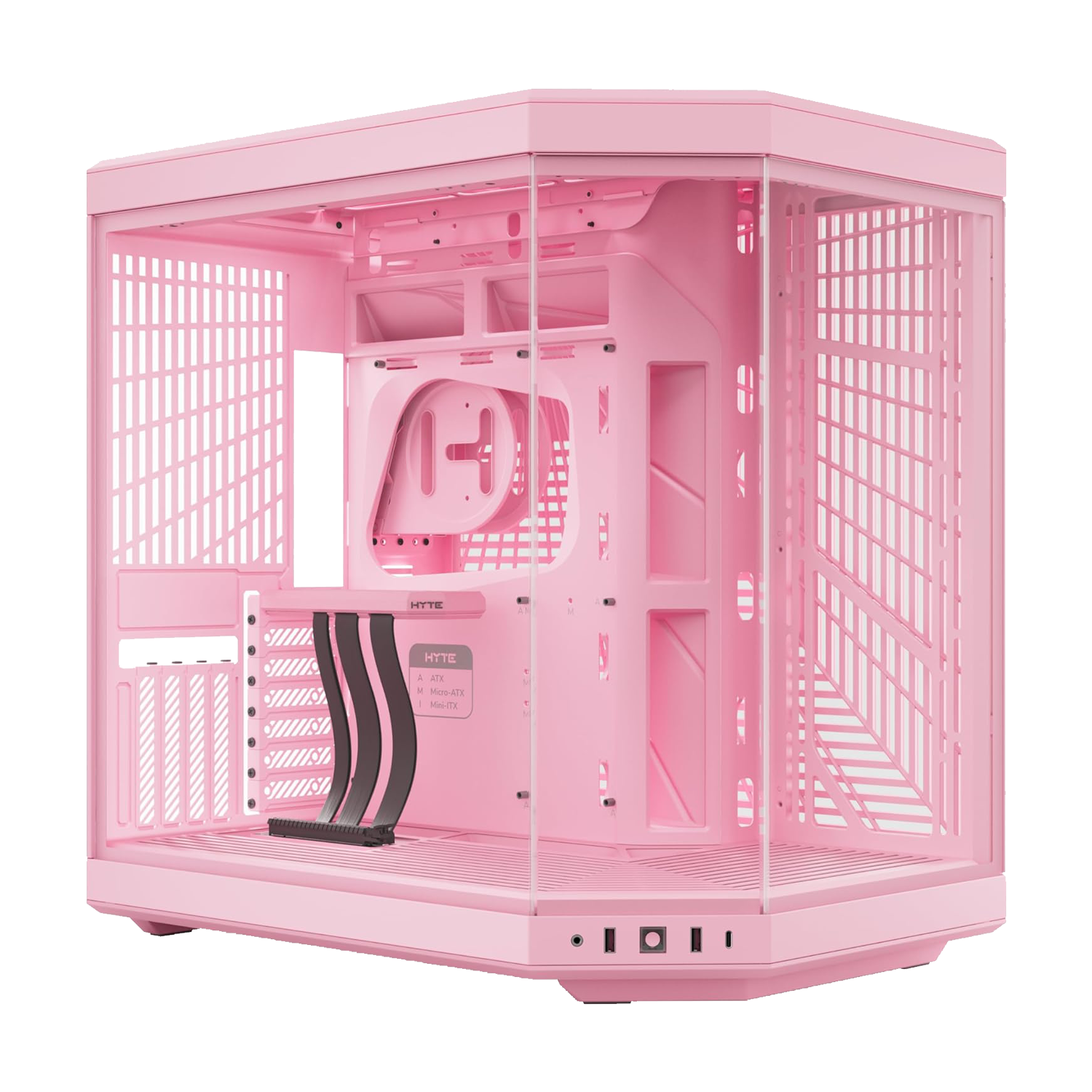 HYTE Y70 touch infinite Mid-Tower ATX CASE Strawberry Milk, Dual Chamber, PCIE 4.0 Riser Cable - Pink - كيس زهري