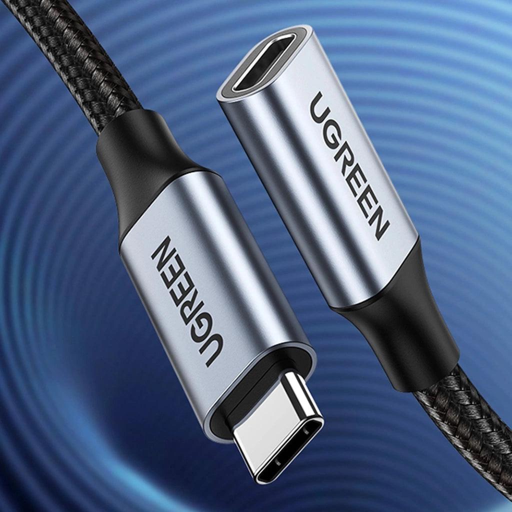 Ugreen Extender Cable USB-C 3.1 Gen2 1m / USB-C Male to USB-C Female / Nylon Braided / 100W / 10GB/s / Ultra HD 4K / Alu Case - توصيله تايب سي