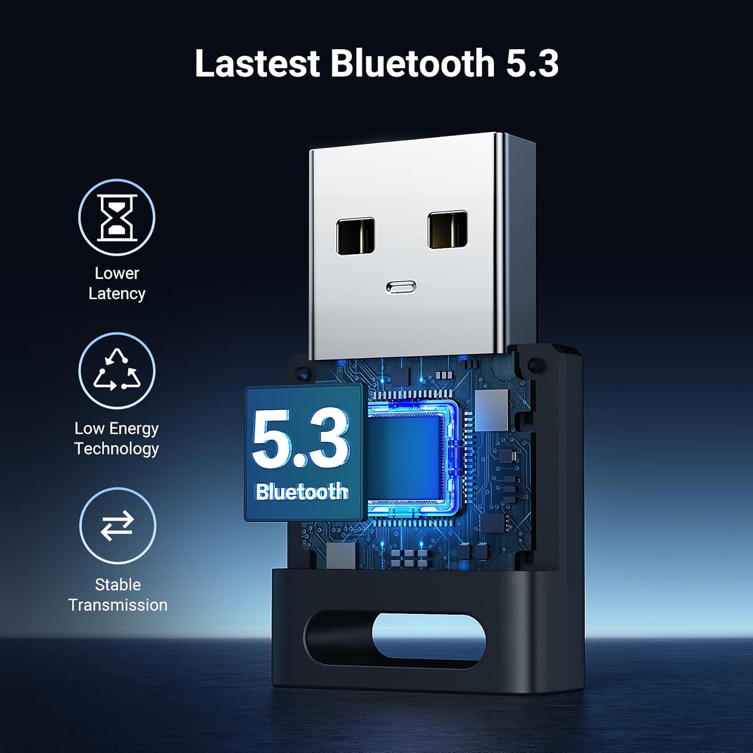 UGREEN USB Bluetooth Adapter for PC, 5.3 Bluetooth Dongle for Laptop,Mouse, Keyboard, Printers, Headsets, Speakers, Windows 8.1/10/11 - بلوتوث
