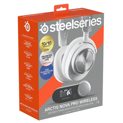 SteelSeries Arctis Nova Pro Wireless Compatible with PS4 / PS5 / PC - White - سماعة إحترافية