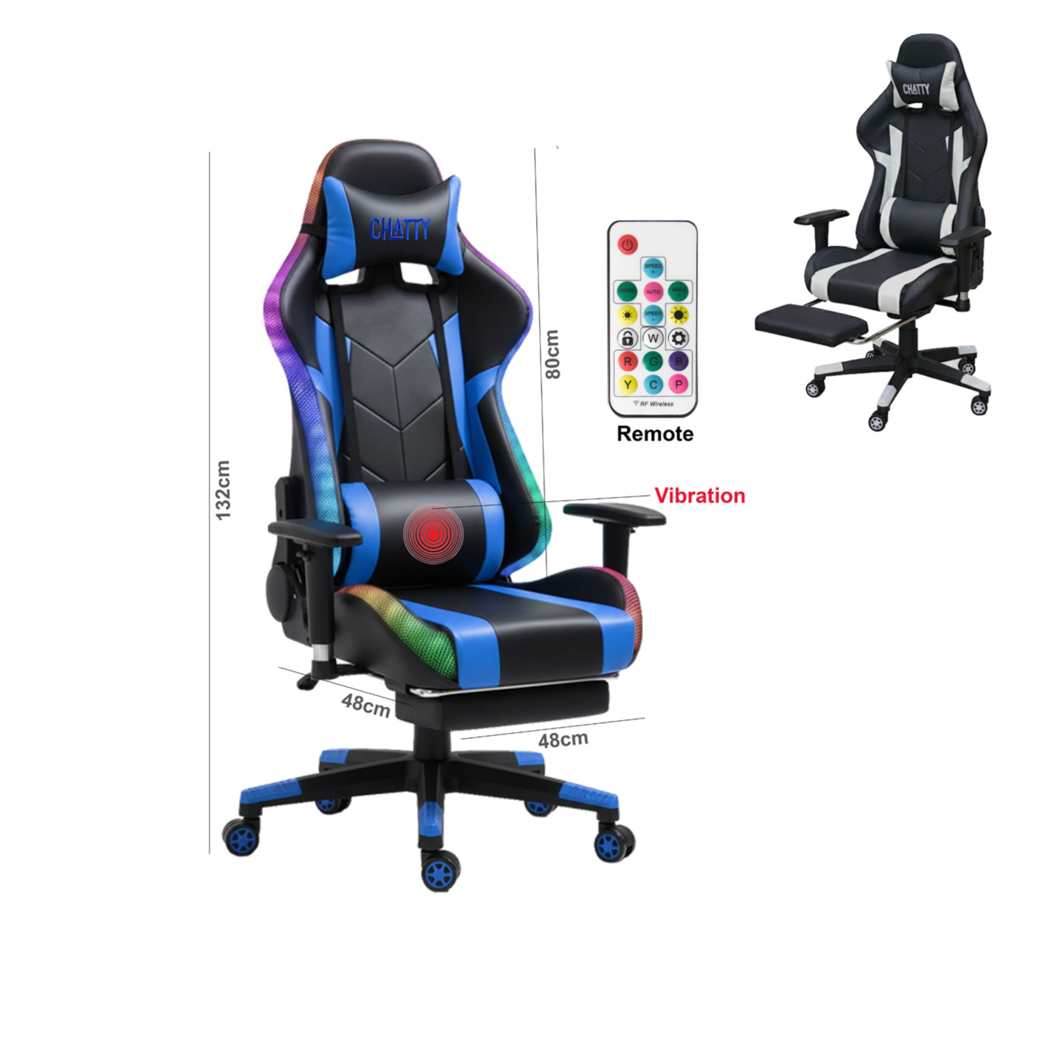 Adjustable Comfortable Luxury RGB Gaming Chair with Footrest – Vibration & Remote Control Adjustable Comfortable Luxury RGB Gaming Chair with Footrest – Vibration & Remote Control