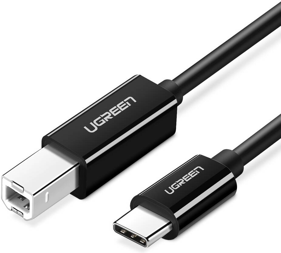 UGREEN US241 USB-C To USB 2.0 Printer Cable (USB B), 1 Meter, Compatible With PC, MacBook, Desktop, Laptop, Fast And Reliable Connection With Printers Of Various Brands, Black - كيبل للطابعه