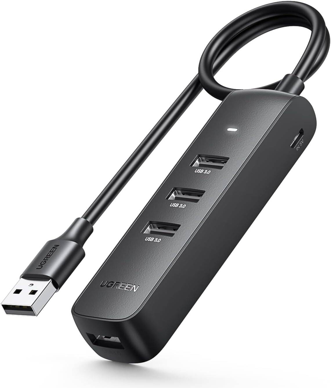 UGREEN USB 3.0 4-Port Hub 1m (Black)-متعدد المنافذ