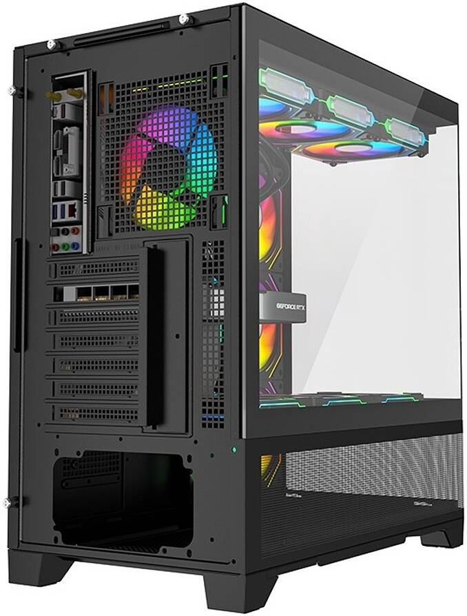 Twisted Minds Phantek-07 Mid Tower ATX Gaming PC Case with Mesh, 7x RGB Pre-installed Fans - كيس اسود