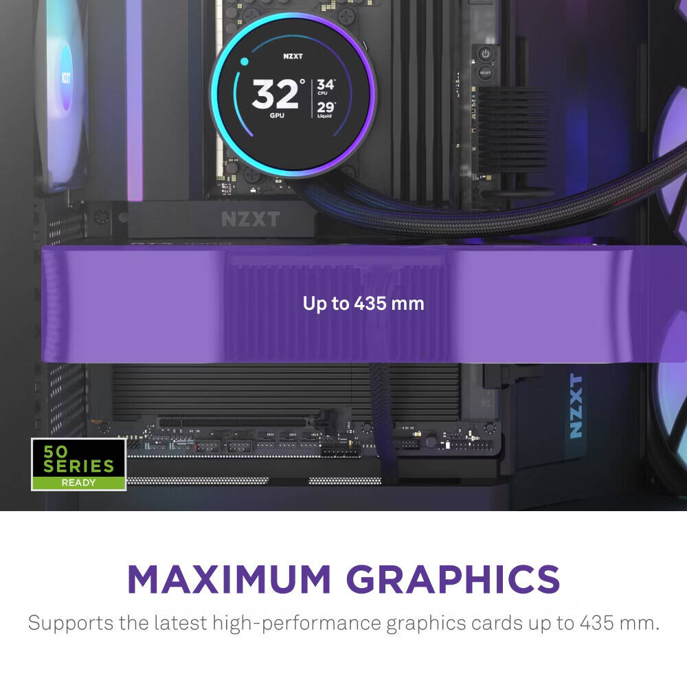 NZXT H9 Flow RGB, Dual-Chamber ATX Mid-Tower Case High-Airflow Design with Panoramic Tempered Glass, Supports Dual 360mm Radiators, Up to 10 Fans, Up To E-ATX Compatibility, Black - كيس