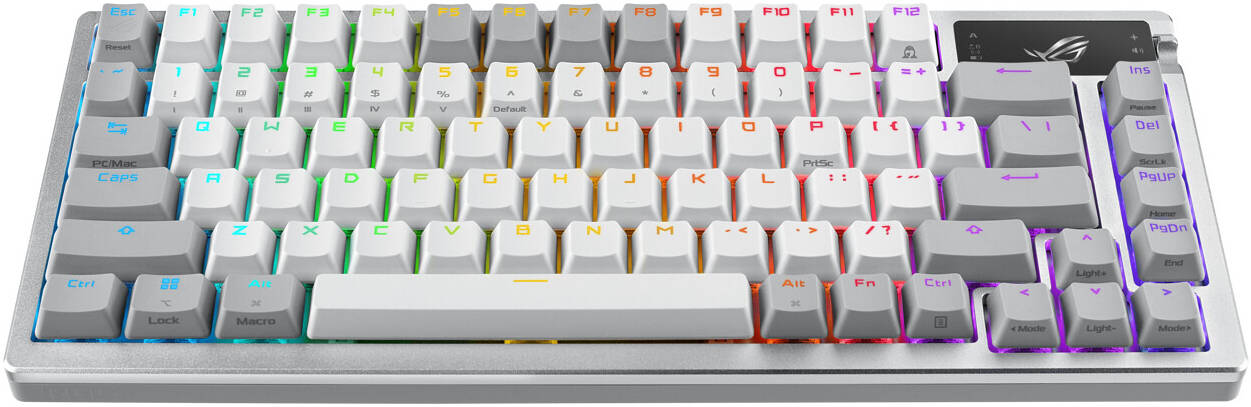 Asus ROG Azoth 75 Wireless Mechanical Gaming Keyboard RGB (EN/AR), OLED Display, ROG NX Red Switches, White - لوحة مفاتيح مع شاشه