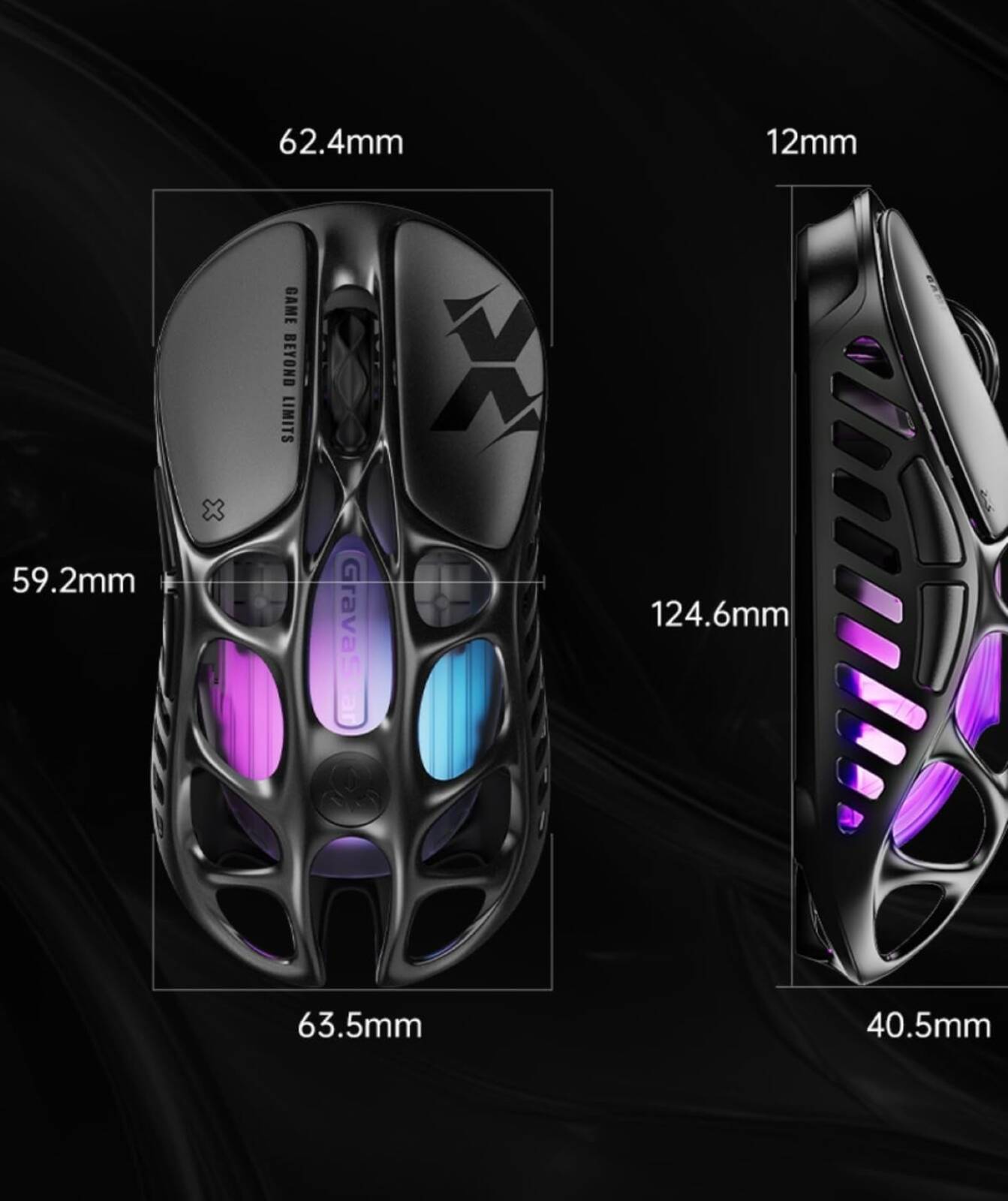 GRAVASTAR MERCURY X Wireless Gaming Mouse – Galaxy Black - ماوس قيمينغ احترافي