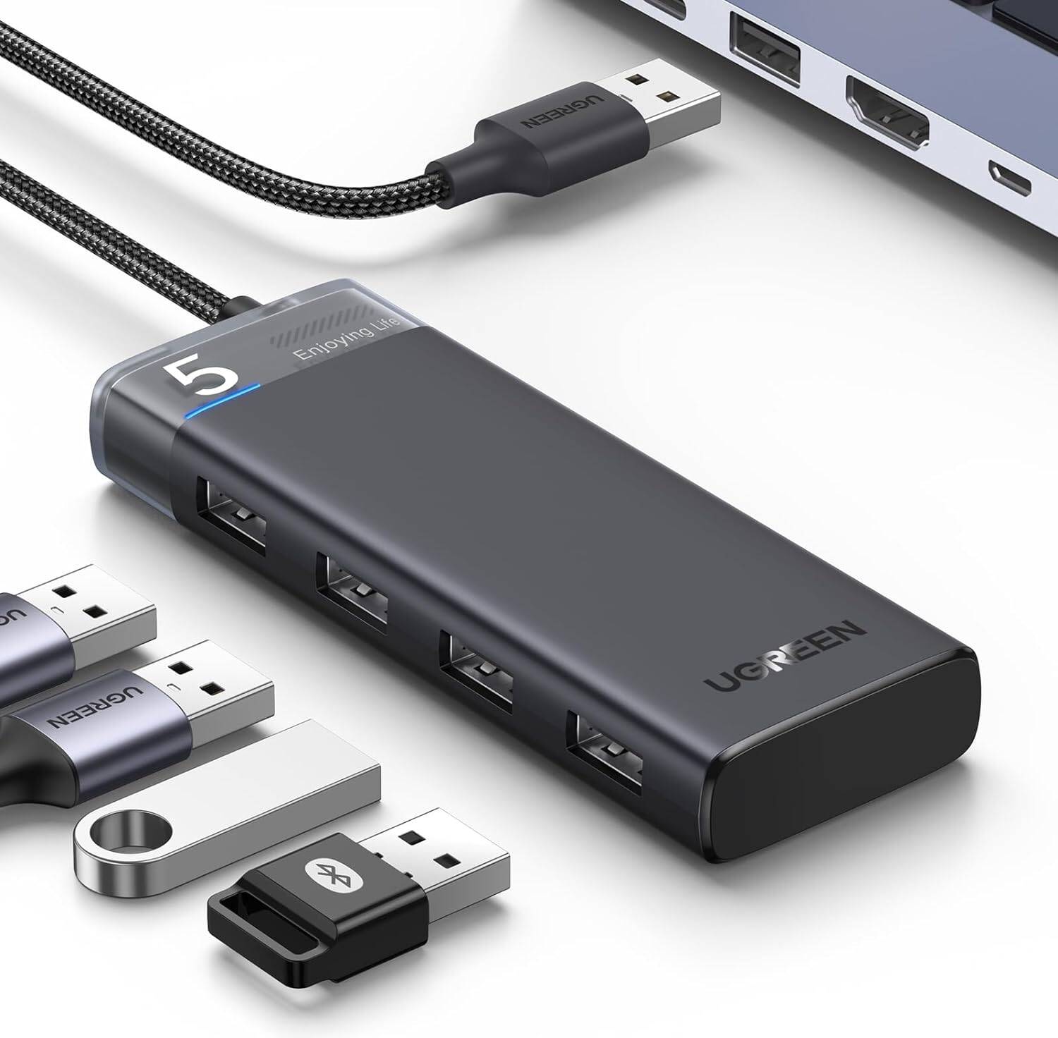 UGREEN CM653 USB 3.0 HUB 5Gbps High Speed Data Transmission With USB-C Power Supply, Multiple Extension For Laptop, Desktop PC, Xbox, PS5, Mouse, Keyboard, Flash Drive, Printer - موزع منافذ