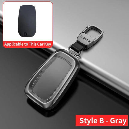 Fully Enclosed Protection Metal Key Shell Leather Case For Toyota Land Cruiser 300 LC300 - Grey - حمايه للمفتاح - PC BUILDER QATAR - Best PC Gaming Store in Qatar 