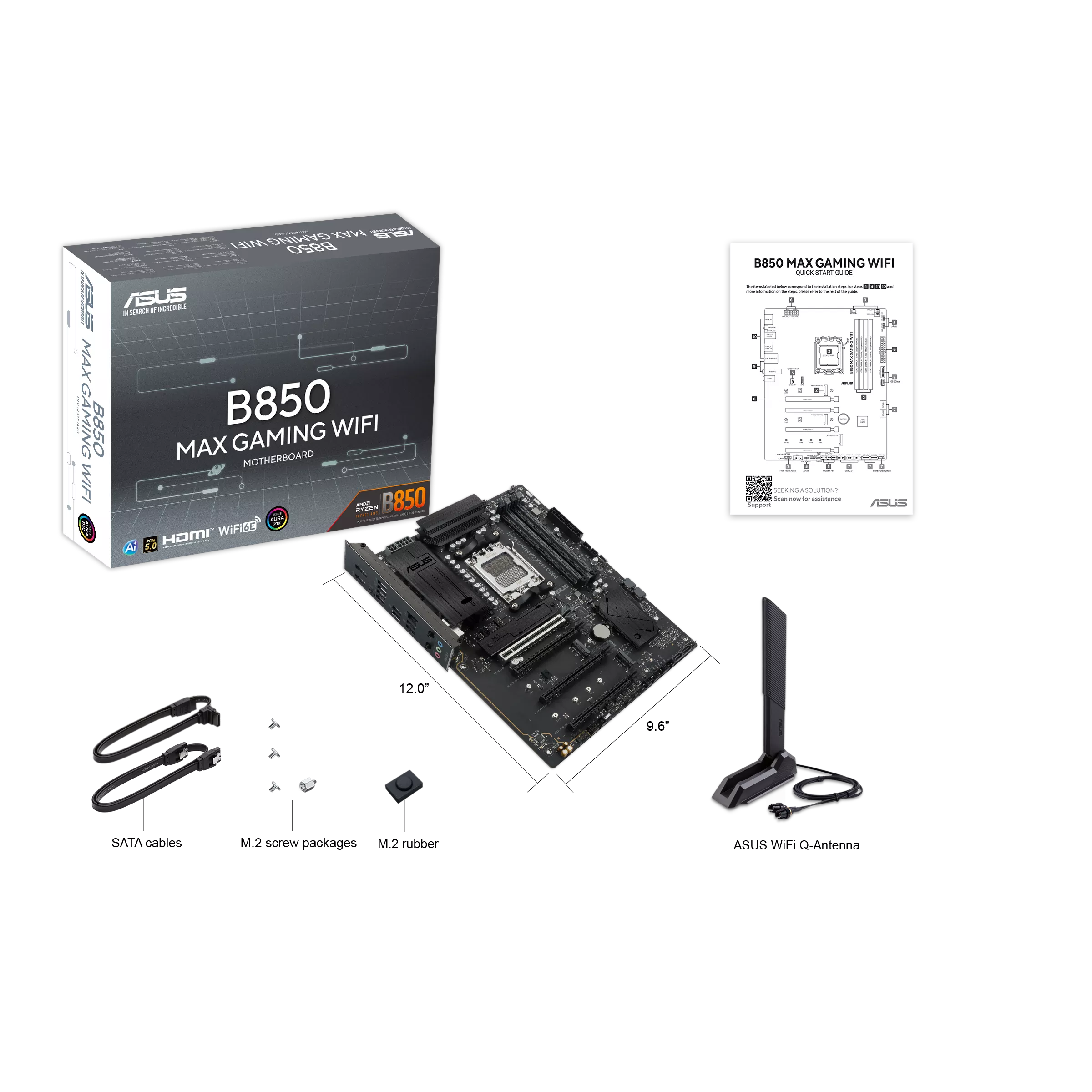 ASUS B850 MAX GAMING WIFI Black AM5 AMD DDR5 GAMING Motherboard - اللوحة الأم