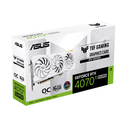 كرت شاشة ASUS TUF Gaming GeForce RTX™ 4070 Ti SUPER BTF White OC Edition 16GB GDDR6X مع بطاقة رسوميات DLSS3 - كرت شاشة 