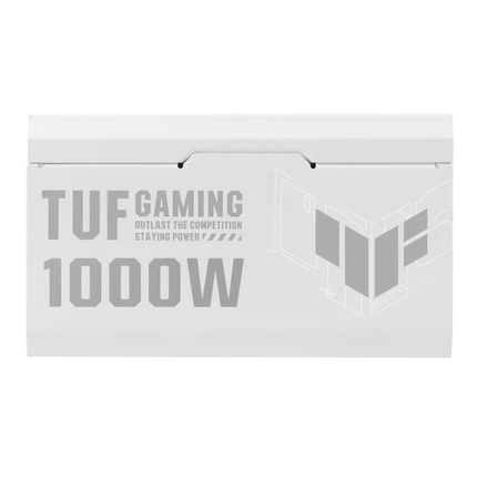 ASUS TUF GAMING 1000W GOLD WHITE EDITION IS AN EFFICIENT, ATX 3.0 Compatible Fully Modular Power Supply,, Military-Grade Components, Dual Ball Bearing, Axial-tech Fan, PCB Coating -مزود طاقه أبيض