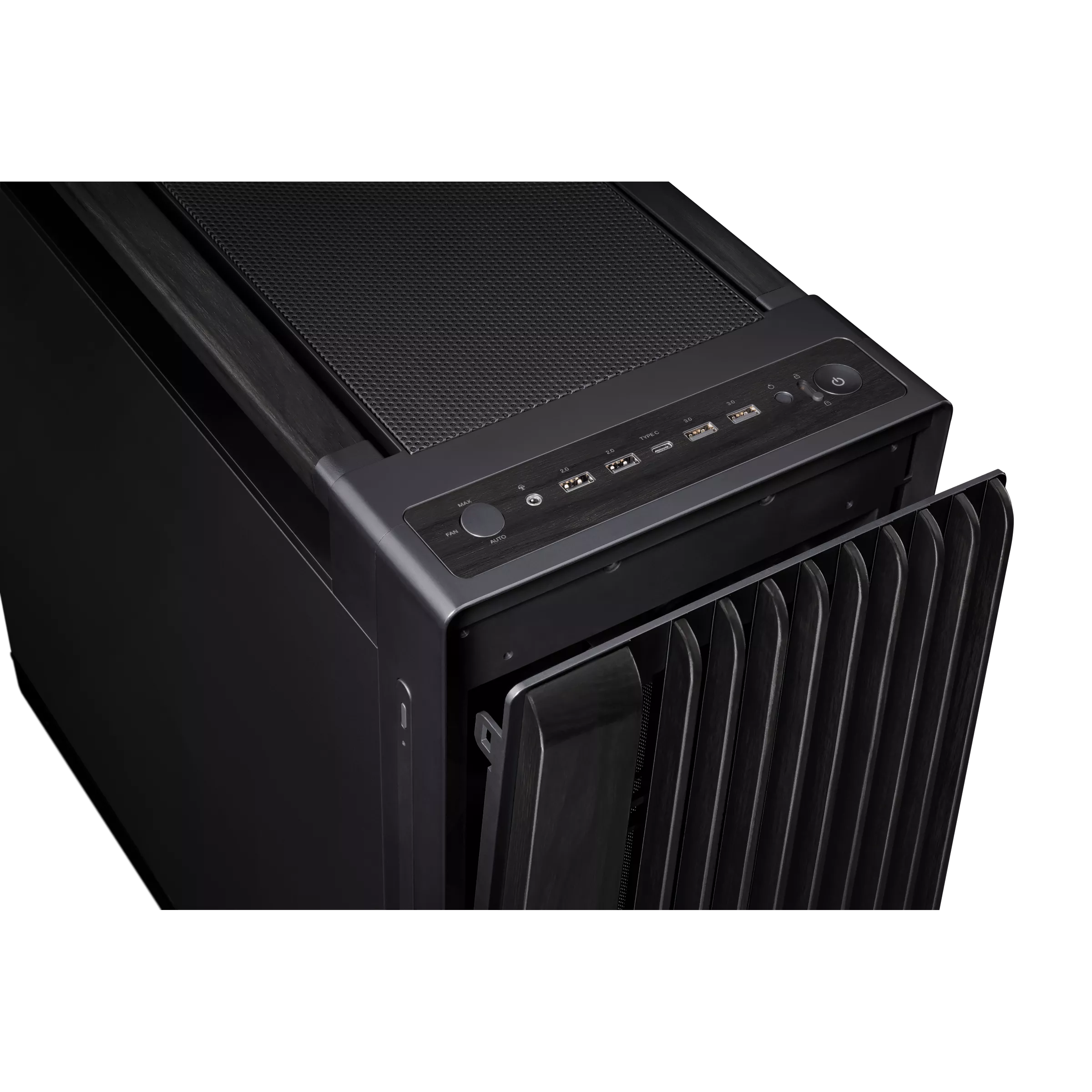 Asus ProArt PA602 Gaming E-ATX Computer Case, 2x 200mm & 1x 140mm Pre-Installed Fans , Dual Air Deflectors, 15.5mm Open Grills, Black- كيس خشب