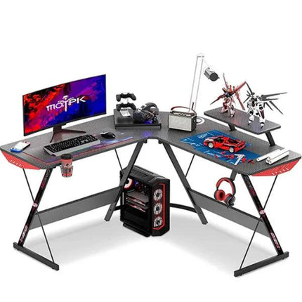 GAMEON L-Shaped Slayer I Series Gaming Desk Accessories Stand - Black- طاولة - PC BUILDER QATAR - Best PC Gaming Store in Qatar 