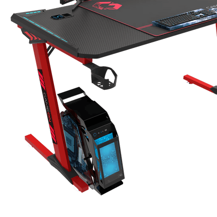 GAMEON Phantom XL-R Series L-Shaped RGB Flowing Light Gaming Desk- طاولة - PC BUILDER QATAR - Best PC Gaming Store in Qatar 