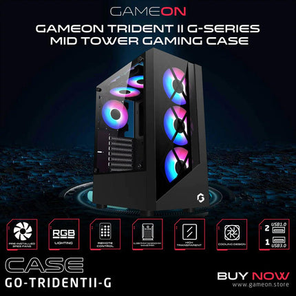 GAMEON TRIDENT II G-Series Mid Tower Gaming Case - صندوق - PC BUILDER QATAR - Best PC Gaming Store in Qatar 