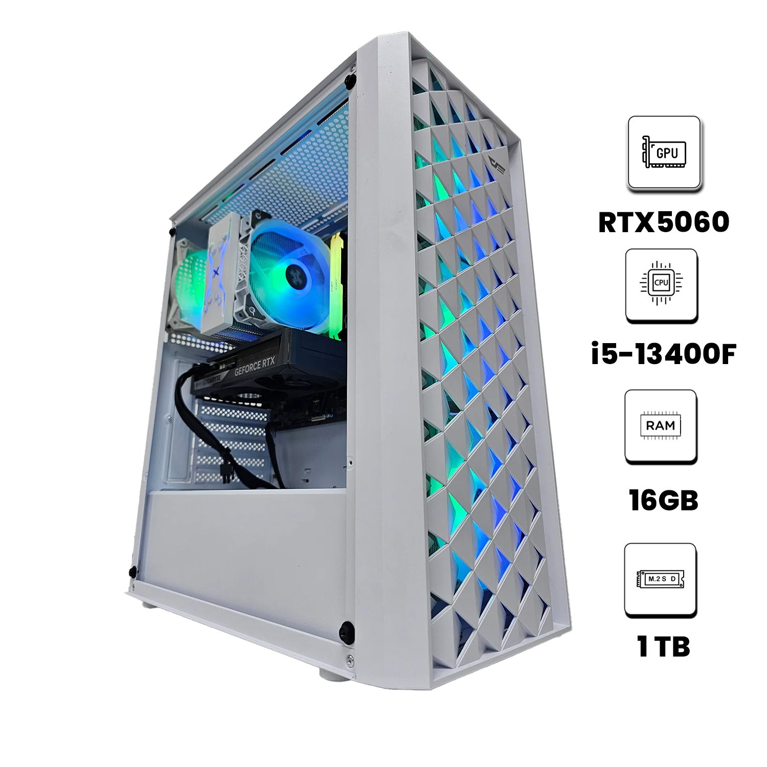 GAMING PC WHITE 1 - RTX 5060 Eagle Gaming OC 8GB - i5-13400F - بي سي ألعاب