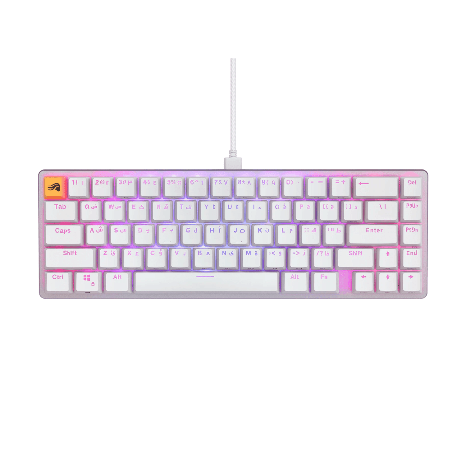 Glorious GMMK2 65% Pre-Built ANSI Arabic White - مع احرف عربيه Glorious GMMK2 65% Pre-Built ANSI Arabic White - مع احرف عربيه
