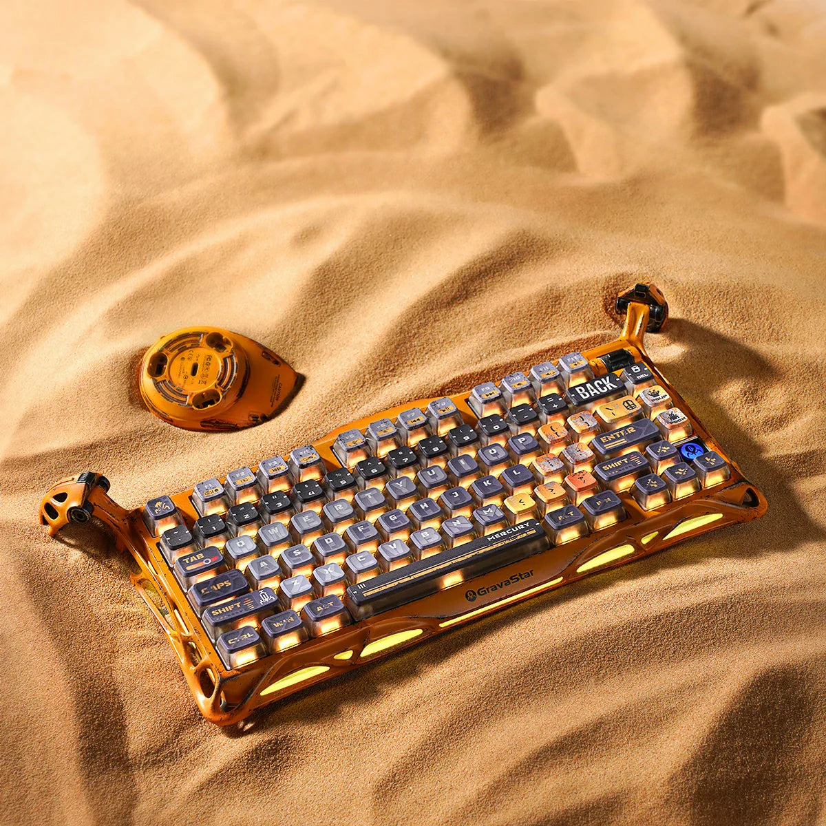 GRAVASTAR MERCURY K1 Pro 75% Wireless Mechanical Gaming Keyboard – Battle-Worn Yellow - كيبورد احترافي