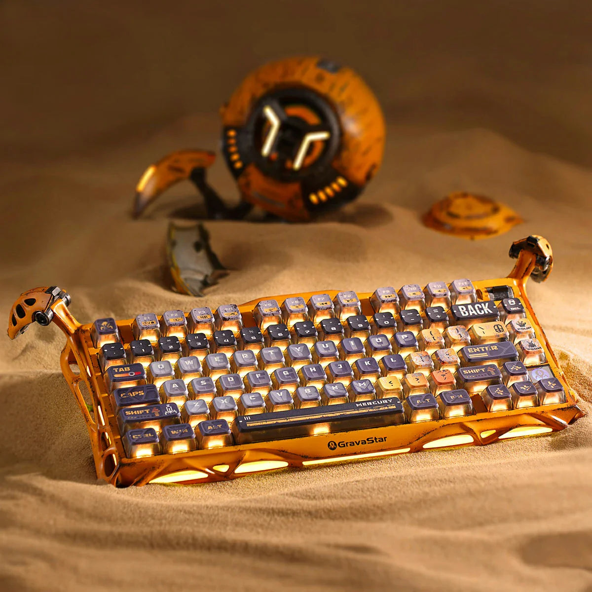 GRAVASTAR MERCURY K1 Pro 75% Wireless Mechanical Gaming Keyboard – Battle-Worn Yellow - كيبورد احترافي