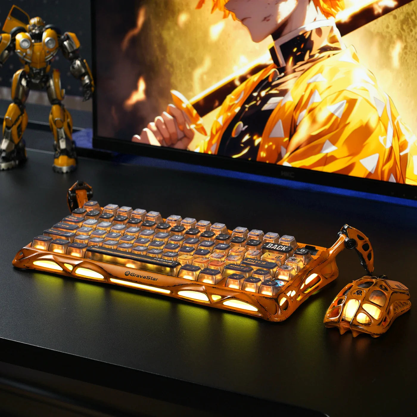 GRAVASTAR MERCURY K1 Pro 75% Wireless Mechanical Gaming Keyboard – Battle-Worn Yellow - كيبورد احترافي