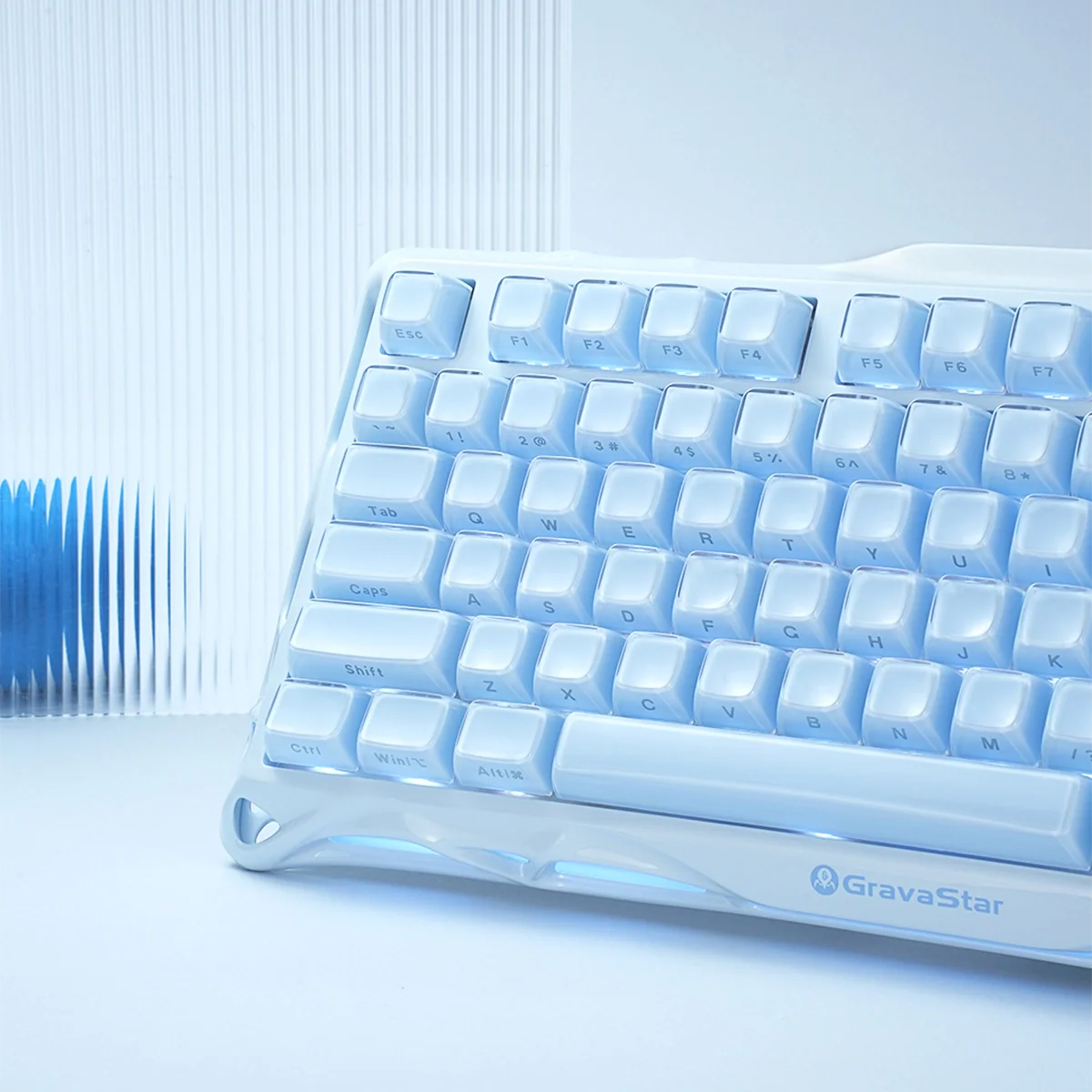 GRAVASTAR MERCURY K1 75% Wireless Tri-mode Mechanical Gaming Keyboard – Ice Blue - كيبورد احترافي لاسلكي